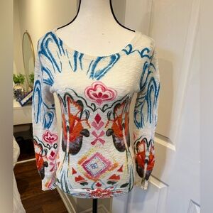 Desigual Colourful Boho Art Sweater 100% Cotton XS